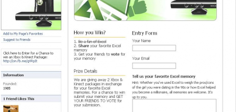 Microsoft Excel Facebook Contest Application
