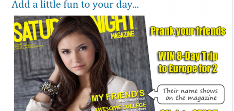 Saturday Night Magazine Prank Facebook Application and Website Page