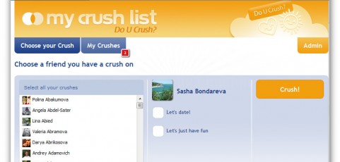 My Crush List Dating Facebook Application